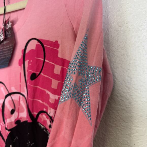 Christian Audigier Crystal Rock Y2K Shirt Women Large Rocker Girl Tee Tunic Top - Picture 9 of 13